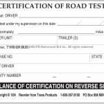 Certification of Road Test front of certificate
