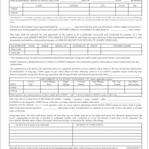 Master Lease Agreement-front side