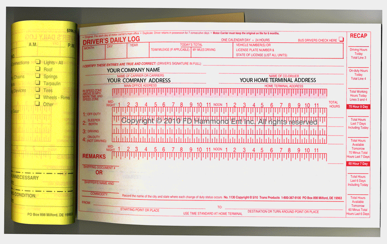 Imprinted carbon furnished log book