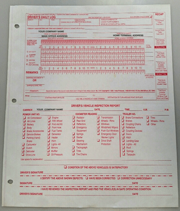 Imprinted Loose Leaf Log Sheet