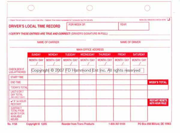 loose leaf local time record