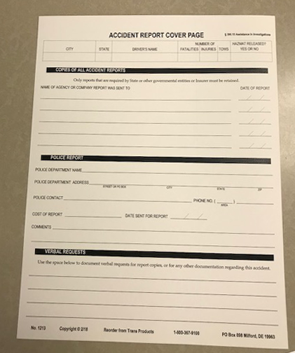 Accident Report Cover Page – No. 1213