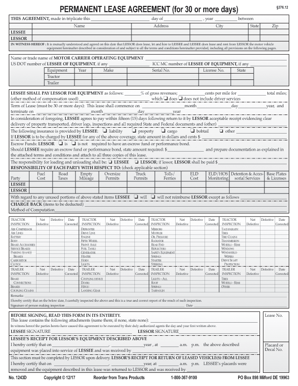 Permanent Lease Agreements – No. 1243D – (Download) – Not Downloadable to Mobile Devices – See below for availability.