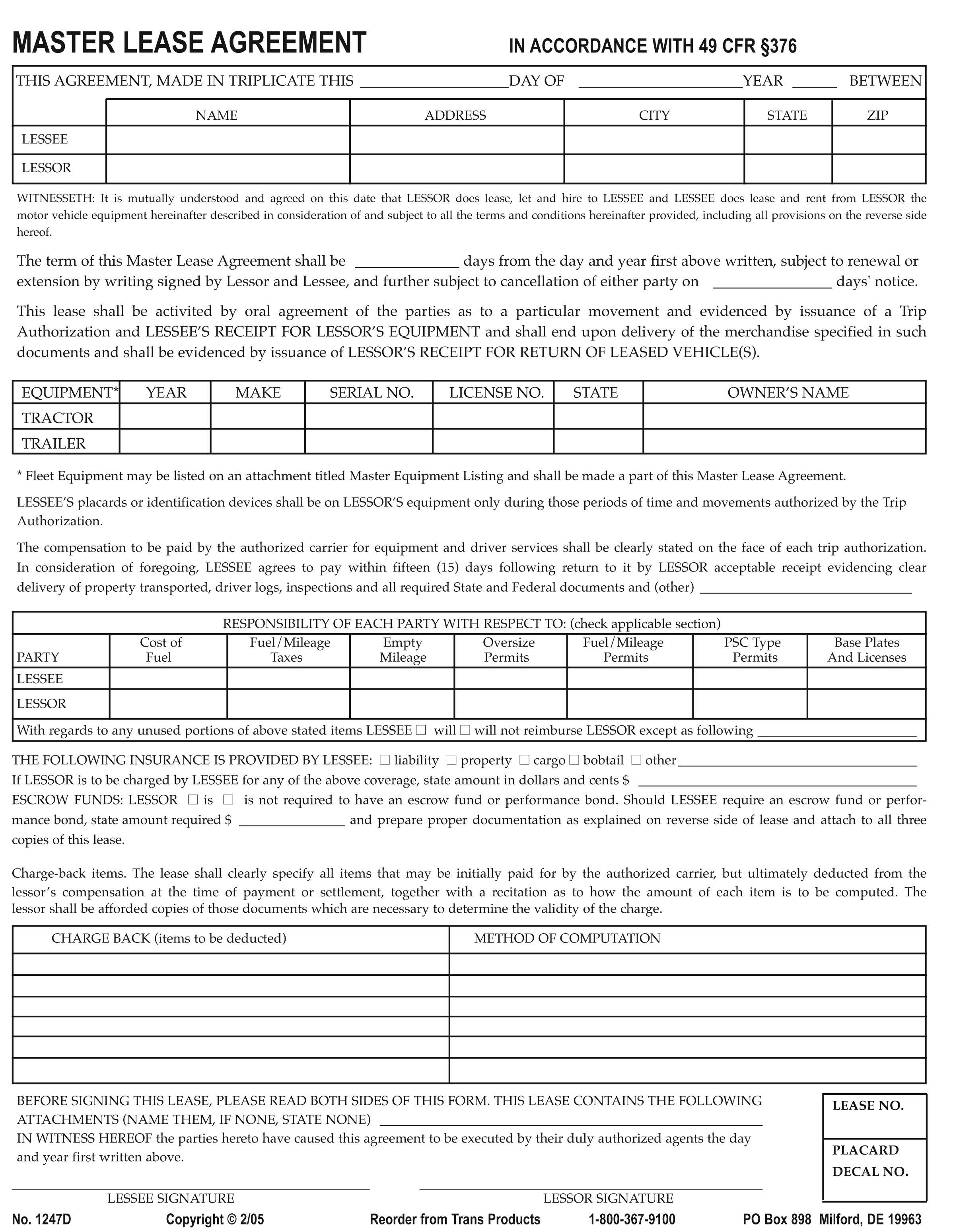 Master Lease Agreement 1247D pg 1