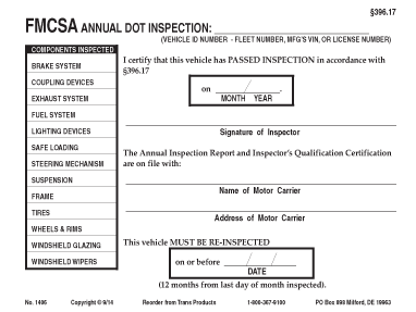 Junior Annual Inspection Report Decal