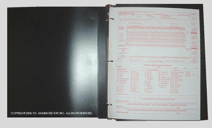 Binder for Loose Leaf Log Sheets with Inspection Reports