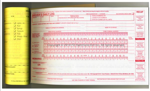 Driver’s Daily Log Book Carbon-furnished with inspection report