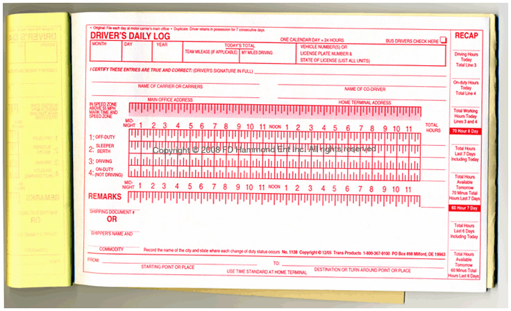 Driver’s Daily Logbook Without Inspection Report, NCR (No Carbon Required) – No. 1138