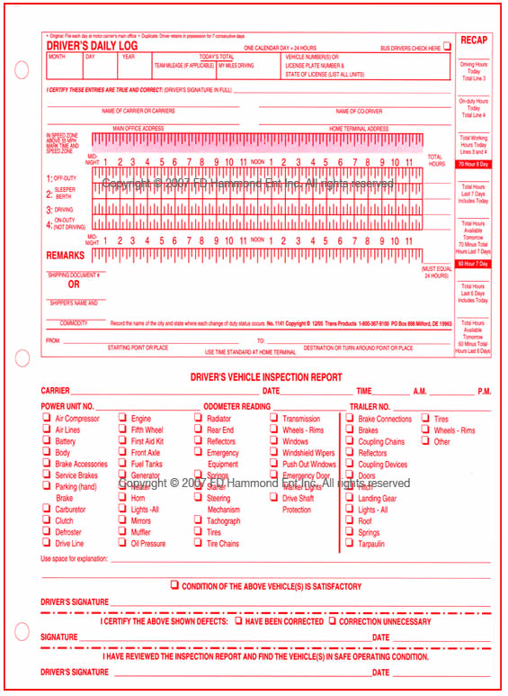 Loose Leaf Log with Inspection Report – No. 1141