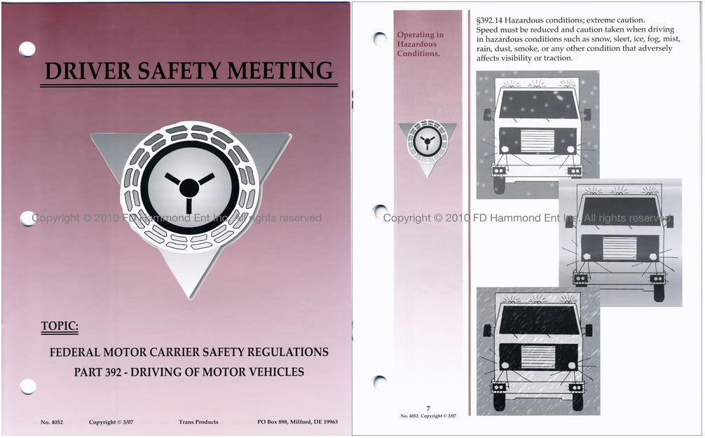 Driver Safety Meeting System – No. 4052 Driving of Motor Vehicles