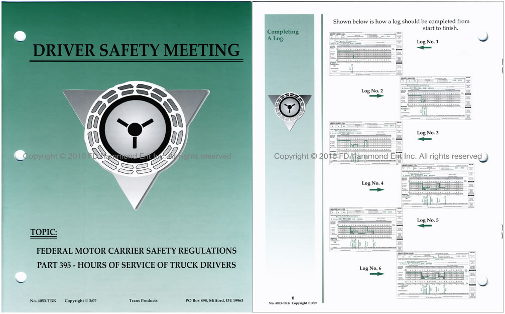 Driver Safety Meeting System – No. 4053-TRK Hours of Service Truck Drivers